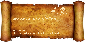 Andorka Richárd névjegykártya